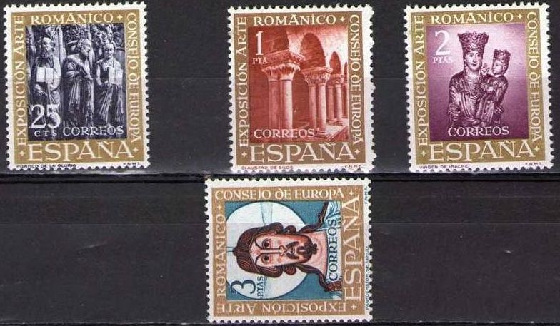 ESPAÑA 1961 1365/8 Sellos Nuevos VII Expo Consejo Europa Arte Románico Completa Yv1034/41 Espana Spain Espagne Spagna Spanje Spanien 